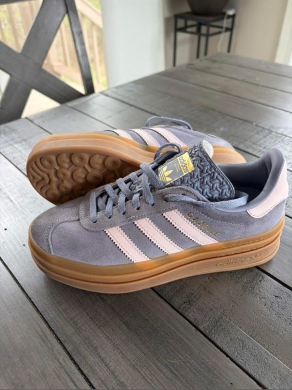 adidas Gazelle Bold Athletic Platform Shoe - Silver Violet / Pink- Size 5.5/6 - Picture 4 of 5